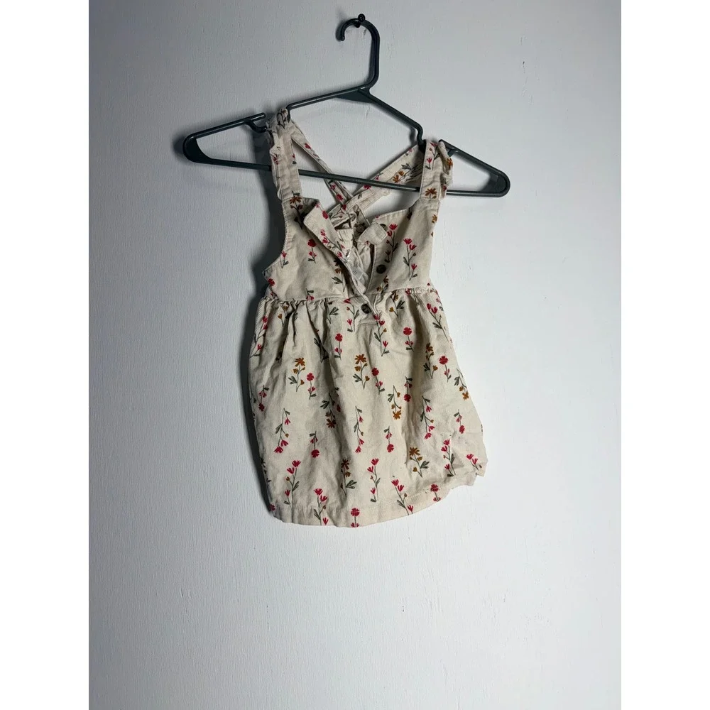 Carter's Child of Mine Baby Girl Floral Corduroy Pinafore Dress Cream 24M
